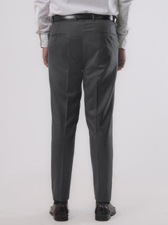 Dark Grey Self Formal Regular Fit Dress Trouser (FDT-091)