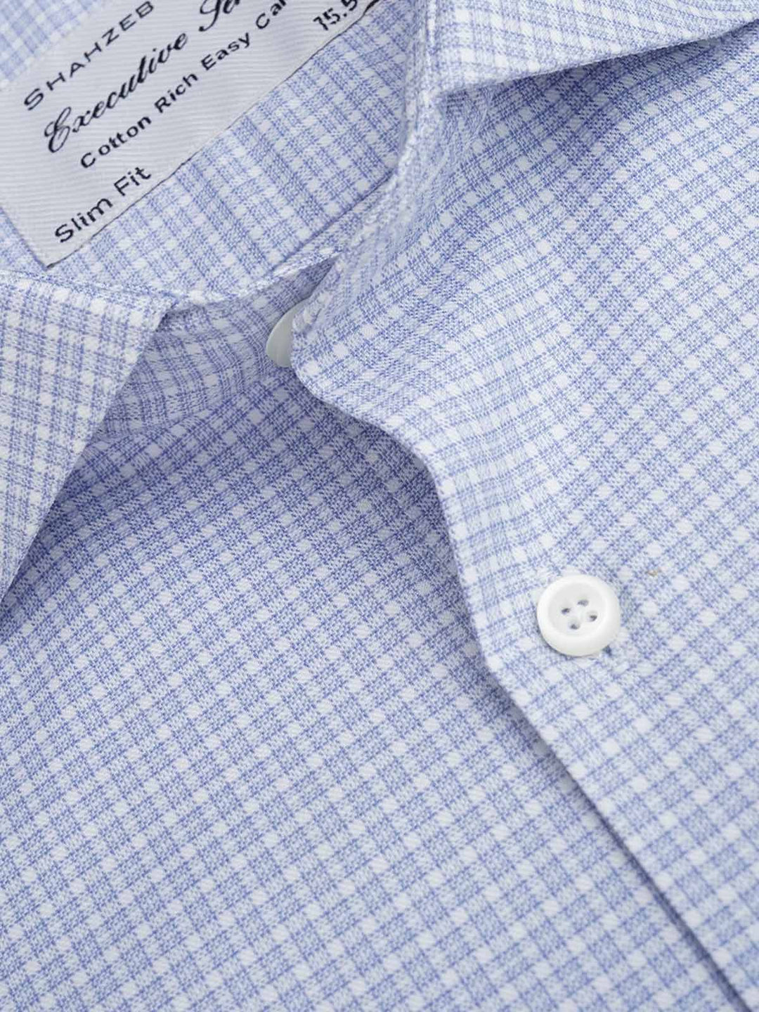 Blue Self Checkered, Executive Series, Cutaway Collar Men’s Formal Shirt (FS-112)