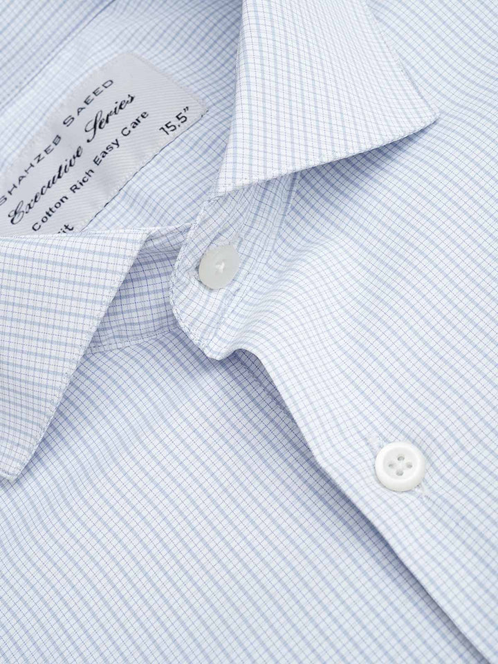 Blue Self Checkered, Executive Series, Cutaway Collar Men’s Formal Shirt (FS-123)