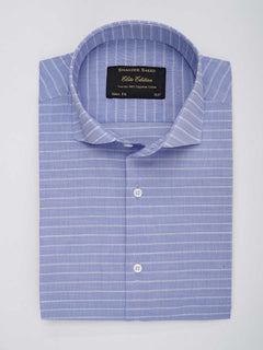 Blue & White Striped, Elite Edition, Cutaway Collar Men’s Formal Shirt (FS-031)