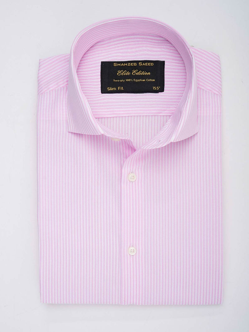 Pink & White Striped, Elite Edition, Cutaway Collar Men’s Formal Shirt (FS-033)