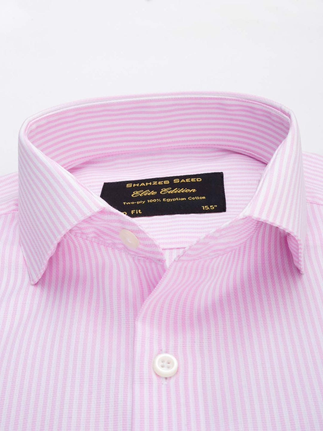 Pink & White Striped, Elite Edition, Cutaway Collar Men’s Formal Shirt (FS-033)