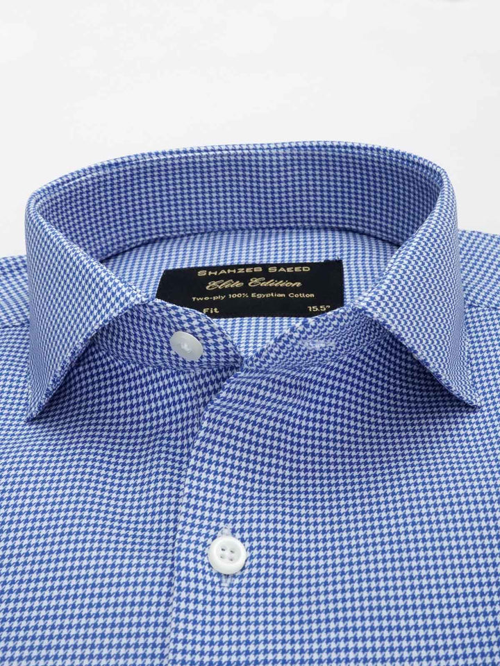 Blue Micro Checkered, Elite Edition, Cutaway Collar Men’s Formal Shirt (FS-034)