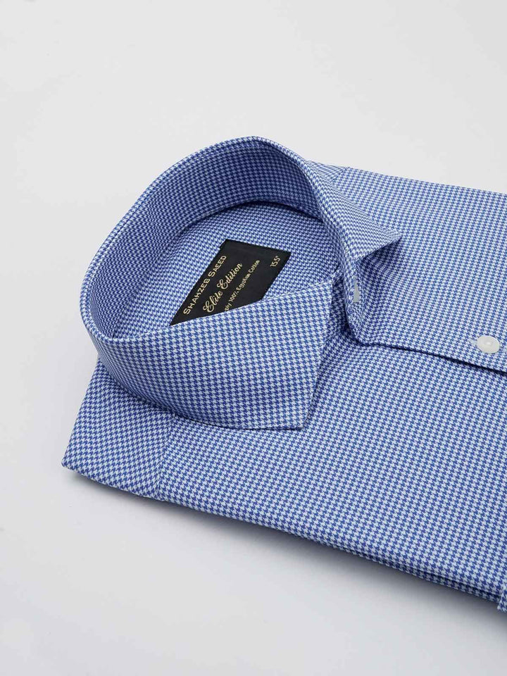 Blue Micro Checkered, Elite Edition, Cutaway Collar Men’s Formal Shirt (FS-034)