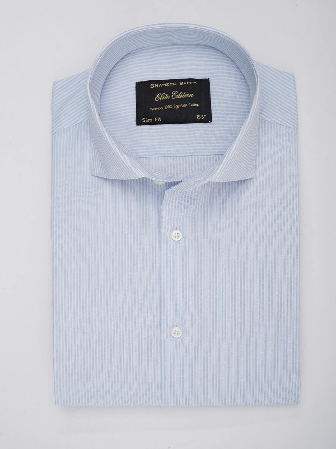 Blue & White Striped, Elite Edition, Cutaway Collar Men’s Formal Shirt (FS-035)