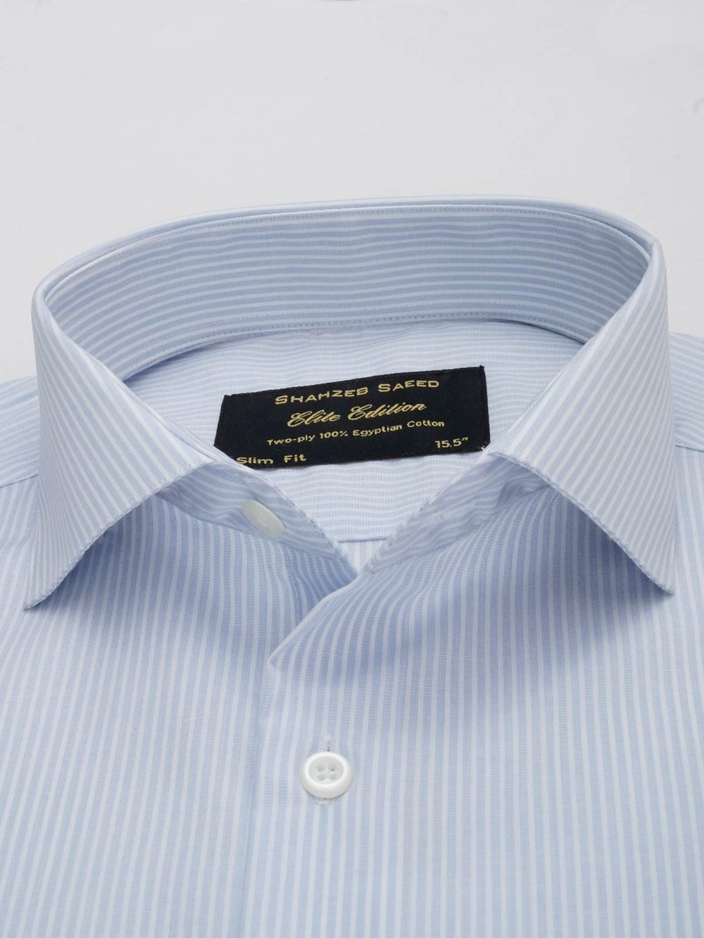 Blue & White Striped, Elite Edition, Cutaway Collar Men’s Formal Shirt (FS-035)