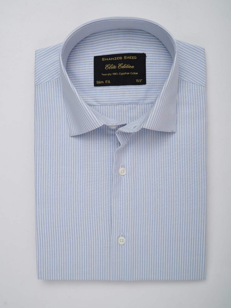 Blue & White Striped, Elite Edition, French Collar Men’s Formal Shirt (FS-079)