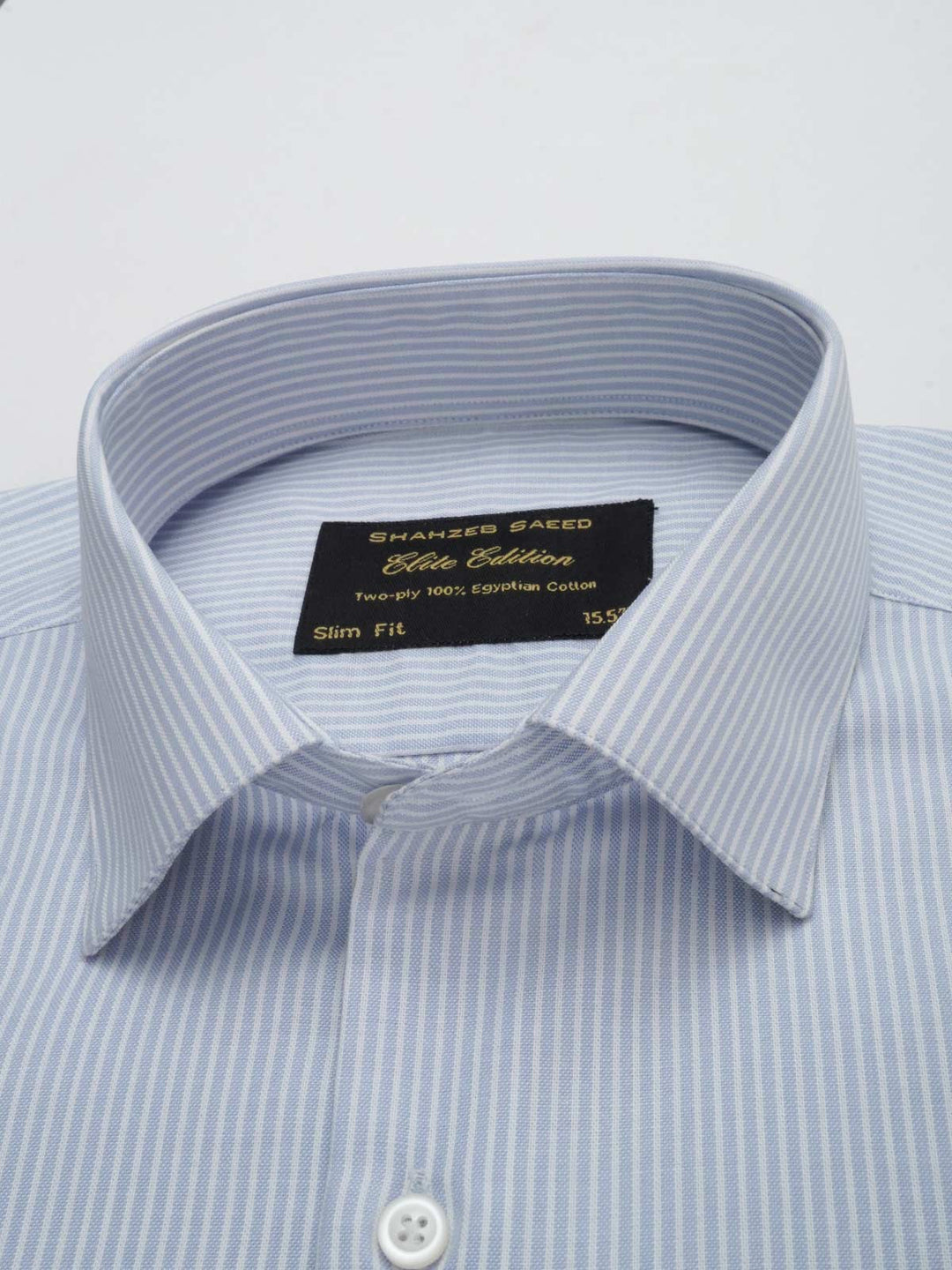 Blue & White Striped, Elite Edition, French Collar Men’s Formal Shirt (FS-079)