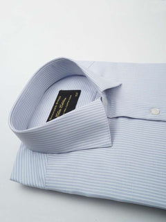 Blue & White Striped, Elite Edition, French Collar Men’s Formal Shirt (FS-079)