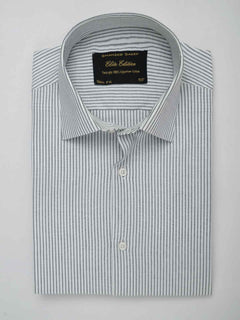 Grey & White Striped, Elite Edition, French Collar Men’s Formal Shirt (FS-081)