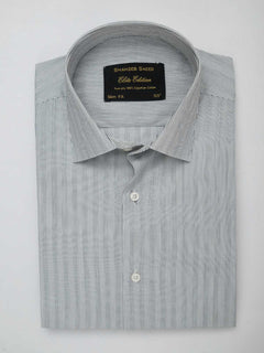 Light Grey & Black Striped, Elite Edition, French Collar Men’s Formal Shirt (FS-082)