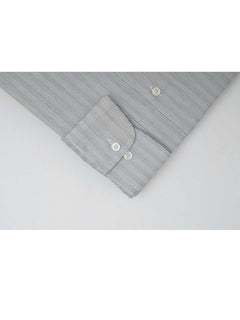 Light Grey & Black Striped, Elite Edition, French Collar Men’s Formal Shirt (FS-082)