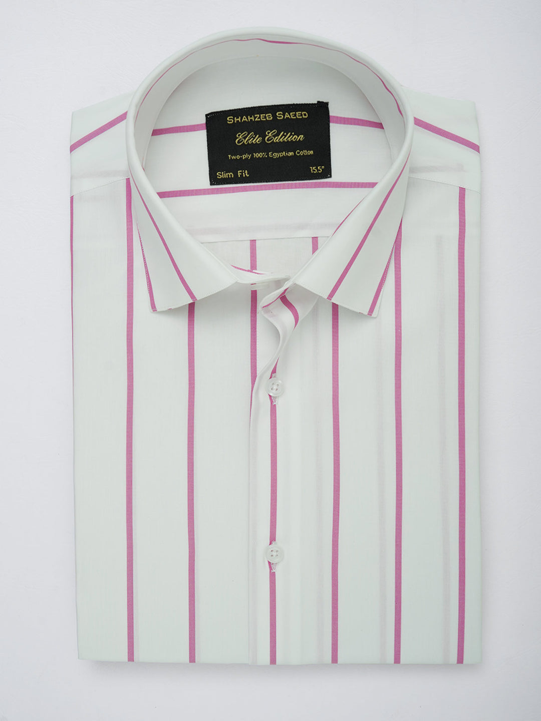 White & Pink Striped, Elite Edition, French Collar Men’s Formal Shirt (FS-083)