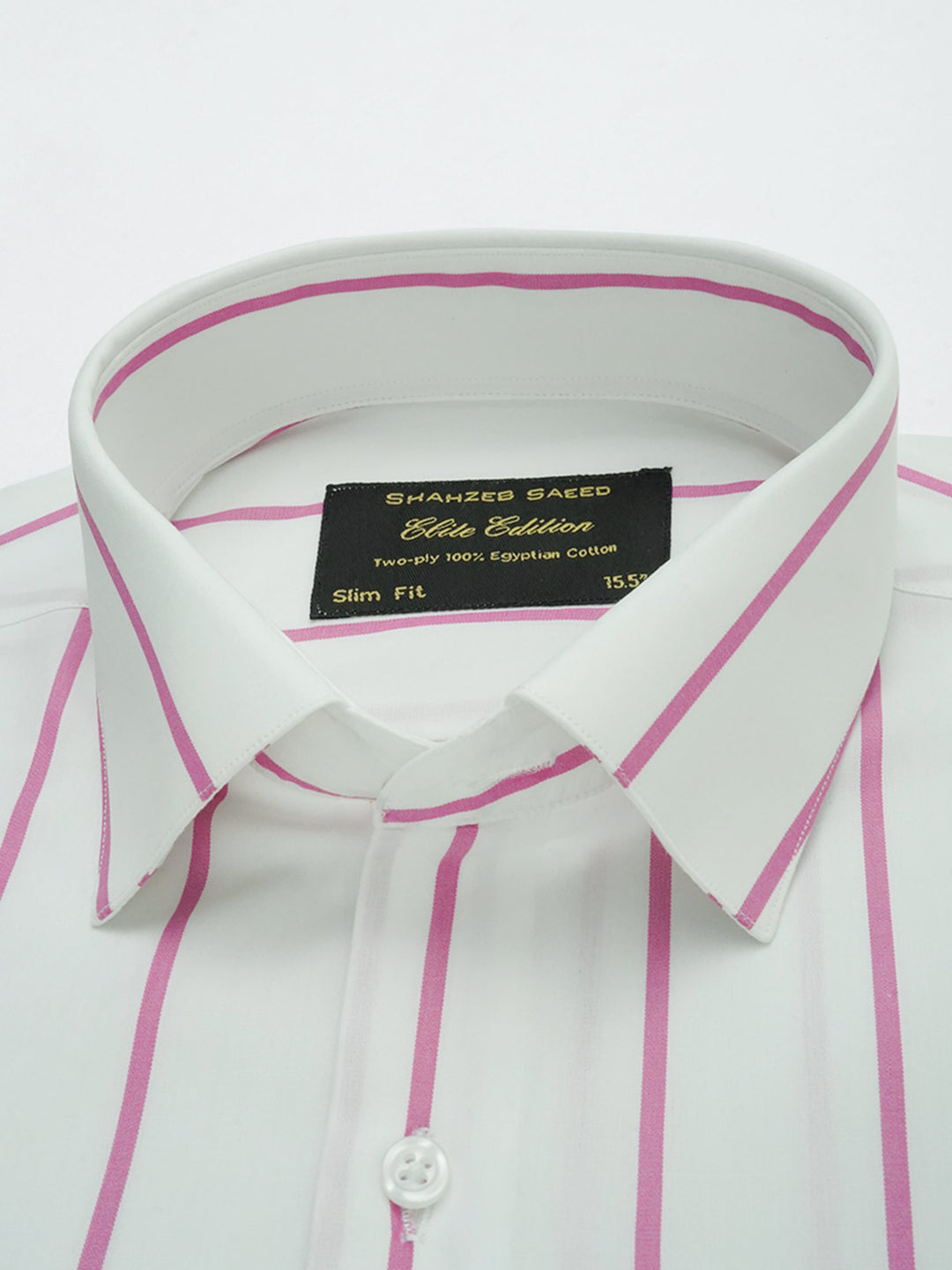 White & Pink Striped, Elite Edition, French Collar Men’s Formal Shirt (FS-083)