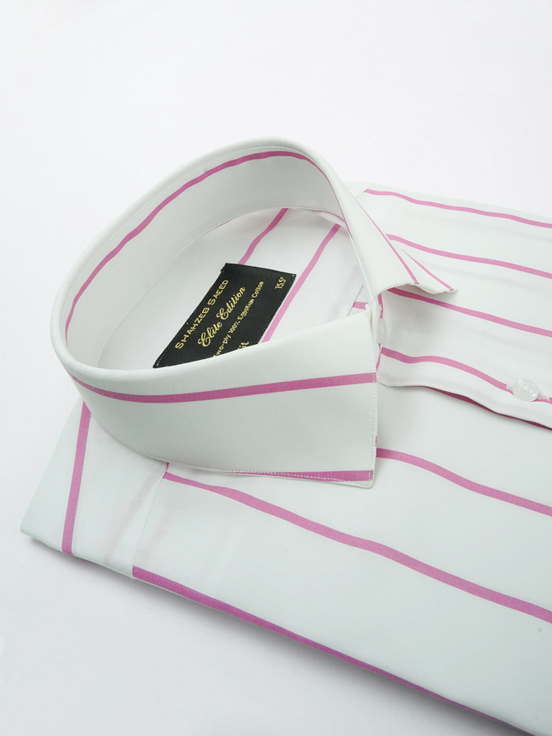 White & Pink Striped, Elite Edition, French Collar Men’s Formal Shirt (FS-083)