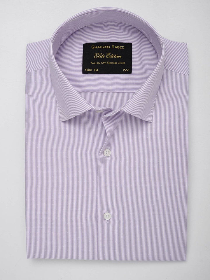 Light Purple & White Striped, Elite Edition, French Collar Men’s Formal Shirt (FS-088)