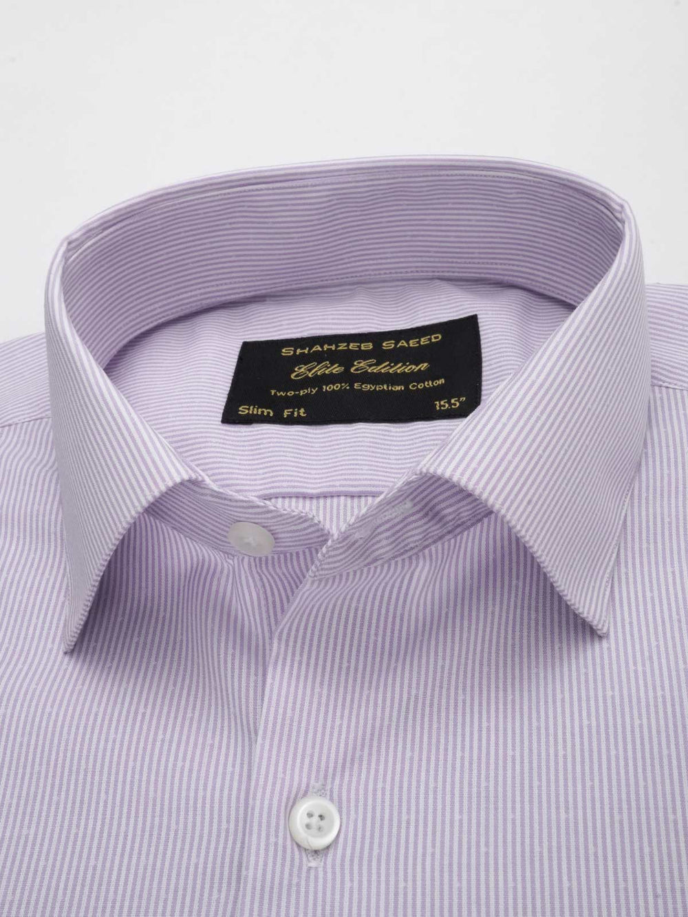 Light Purple & White Striped, Elite Edition, French Collar Men’s Formal Shirt (FS-088)