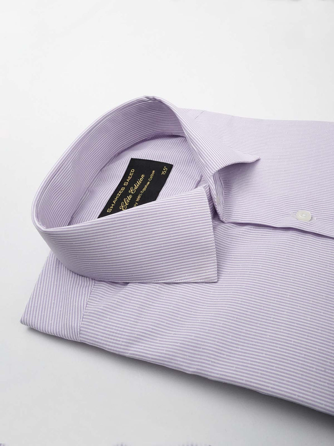 Light Purple & White Striped, Elite Edition, French Collar Men’s Formal Shirt (FS-088)