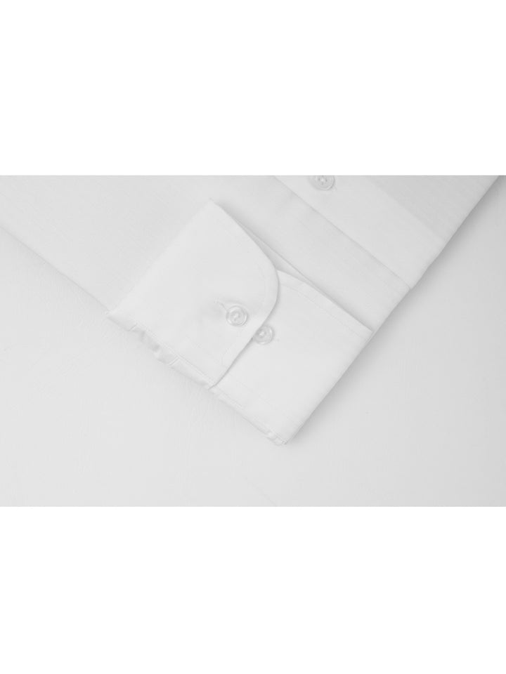 White Self Striped, Elite Edition, French Collar Men’s Formal Shirt (FS-010)