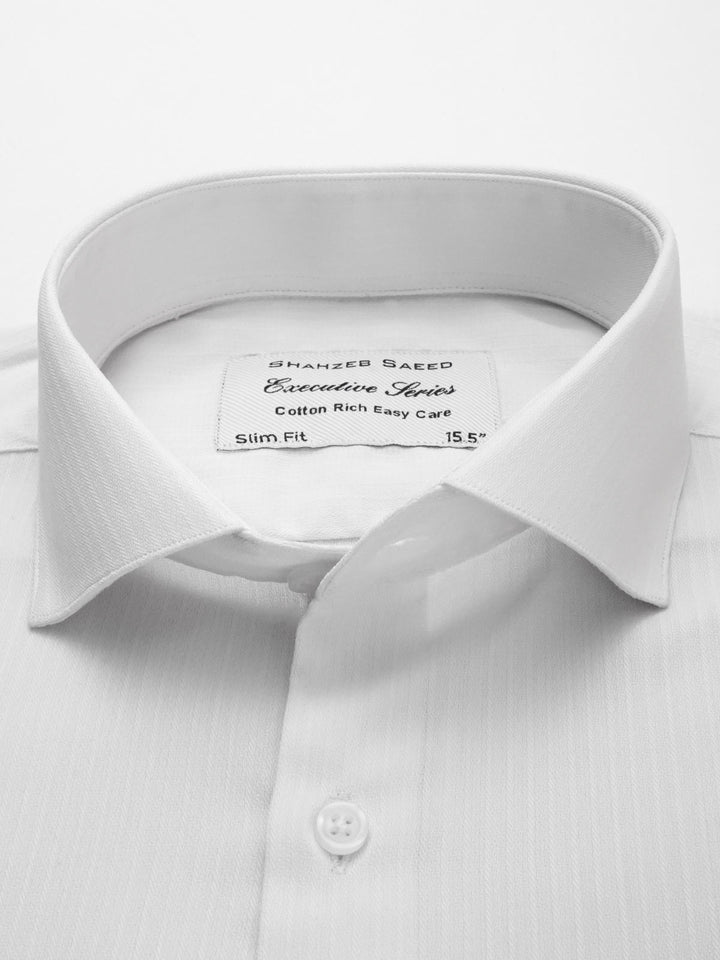 White Self Striped, Executive Series, Cutaway Collar Men’s Formal Shirt (FS-108)