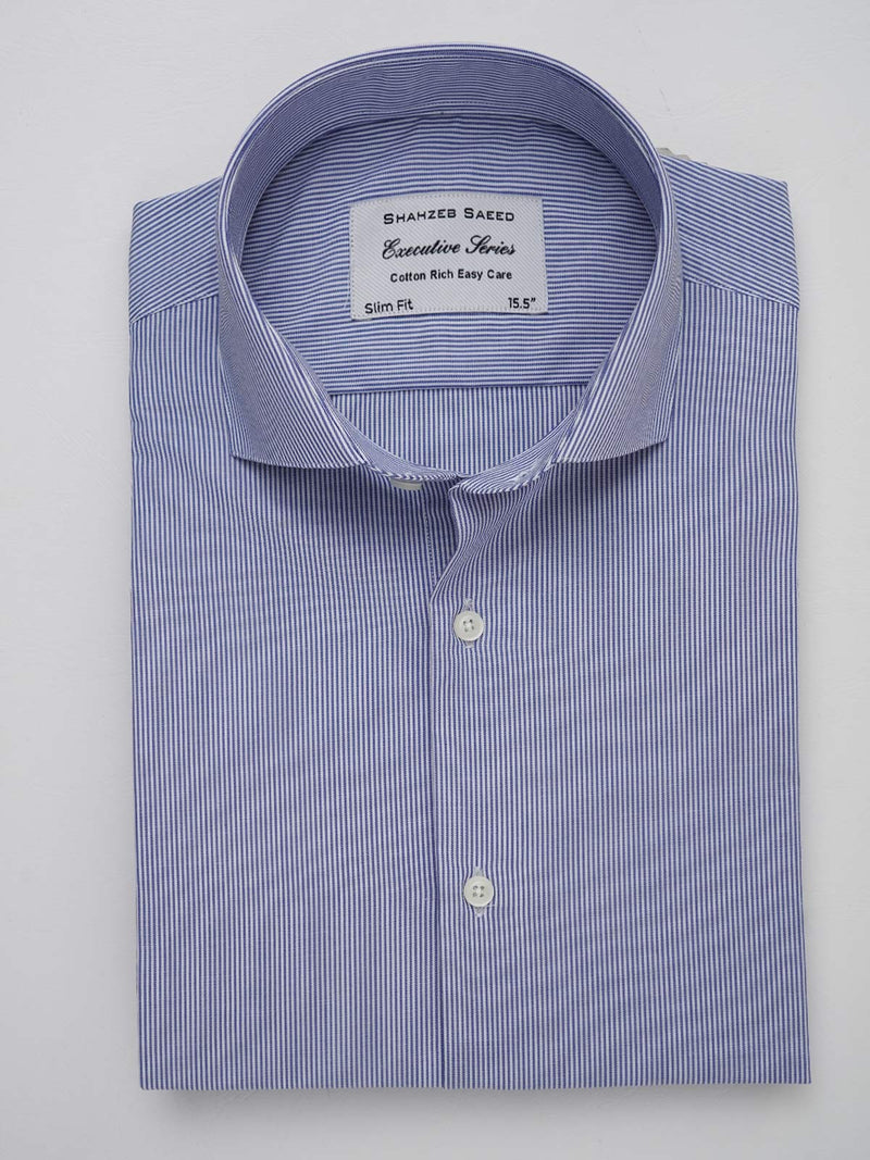 White & Blue Striped, Executive Series, Cutaway Collar Men’s Formal Shirt (FS-125)