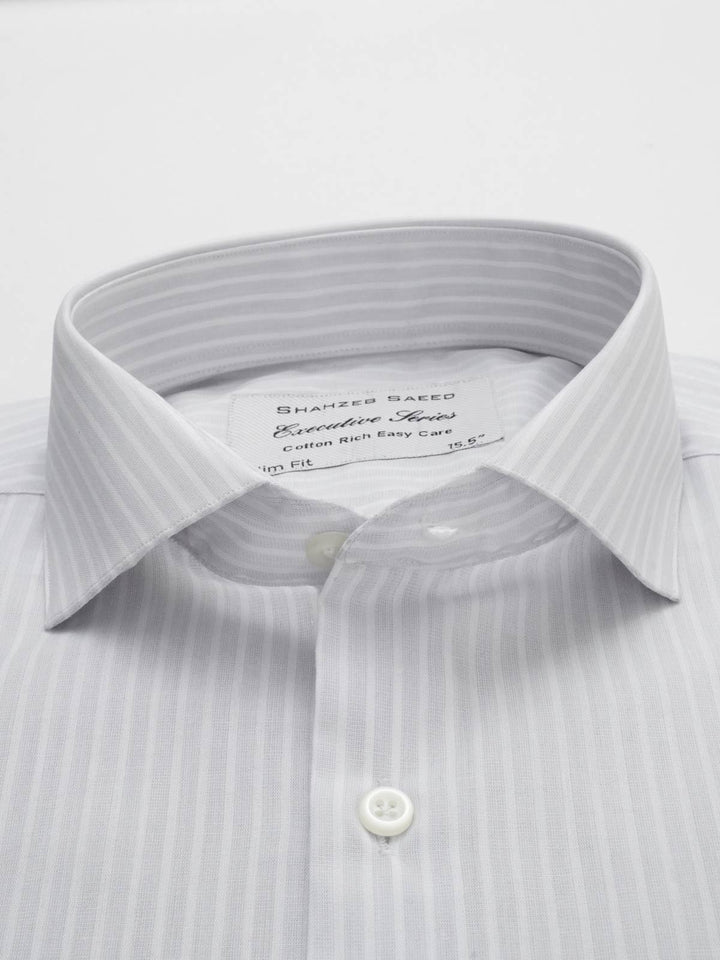 Light Grey Self Striped, Executive Series, Cutaway Collar Men’s Formal Shirt (FS-127)