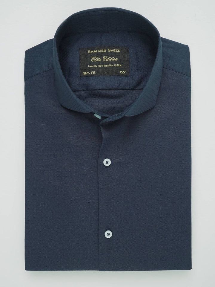 Navy Blue Self, Elite Edition, Cutaway Collar Men’s Formal Shirt (FS-135)