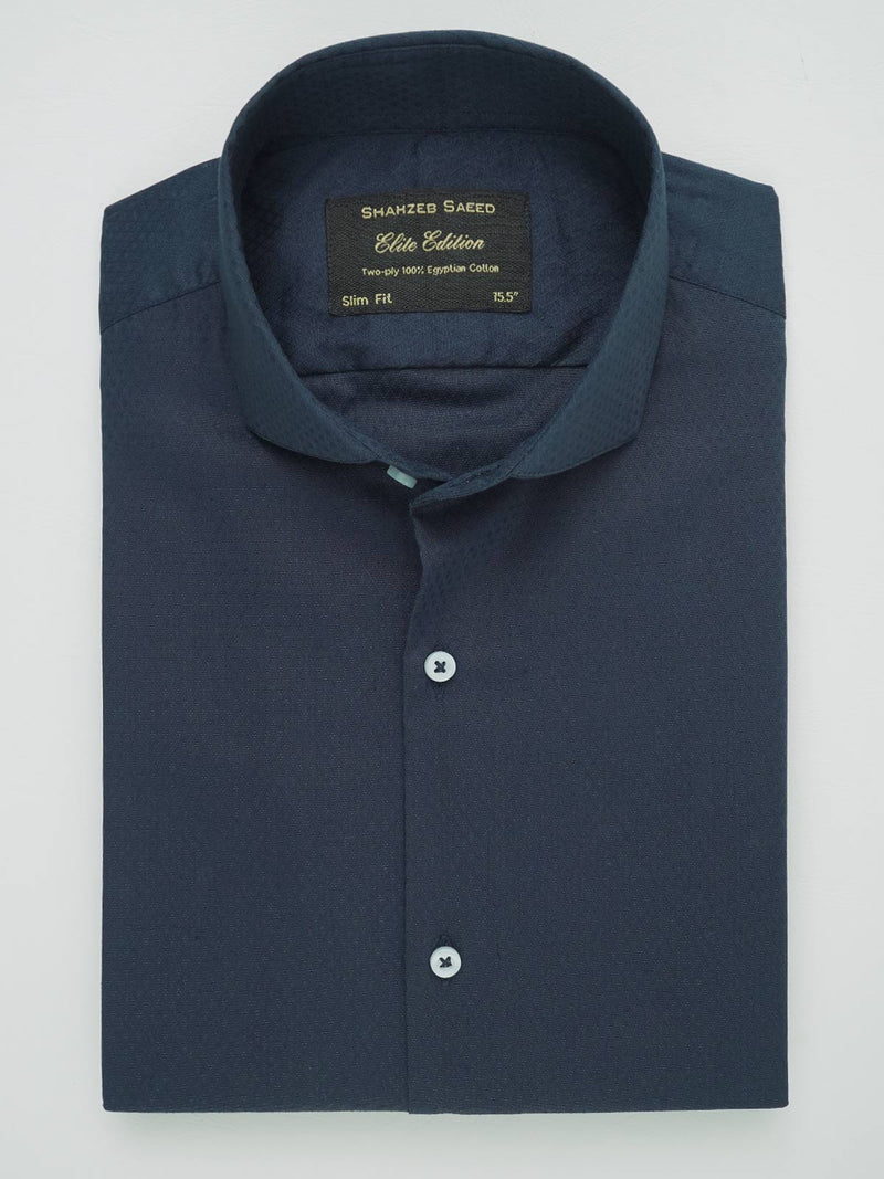 Navy Blue Self, Elite Edition, Cutaway Collar Men’s Formal Shirt (FS-135)