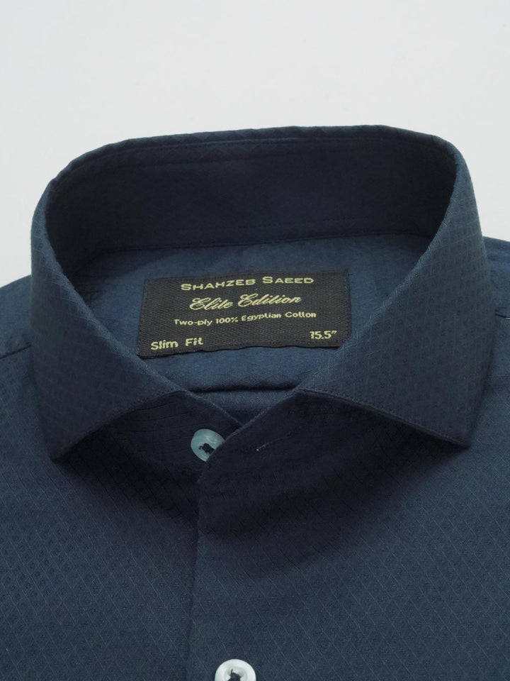 Navy Blue Self, Elite Edition, Cutaway Collar Men’s Formal Shirt (FS-135)