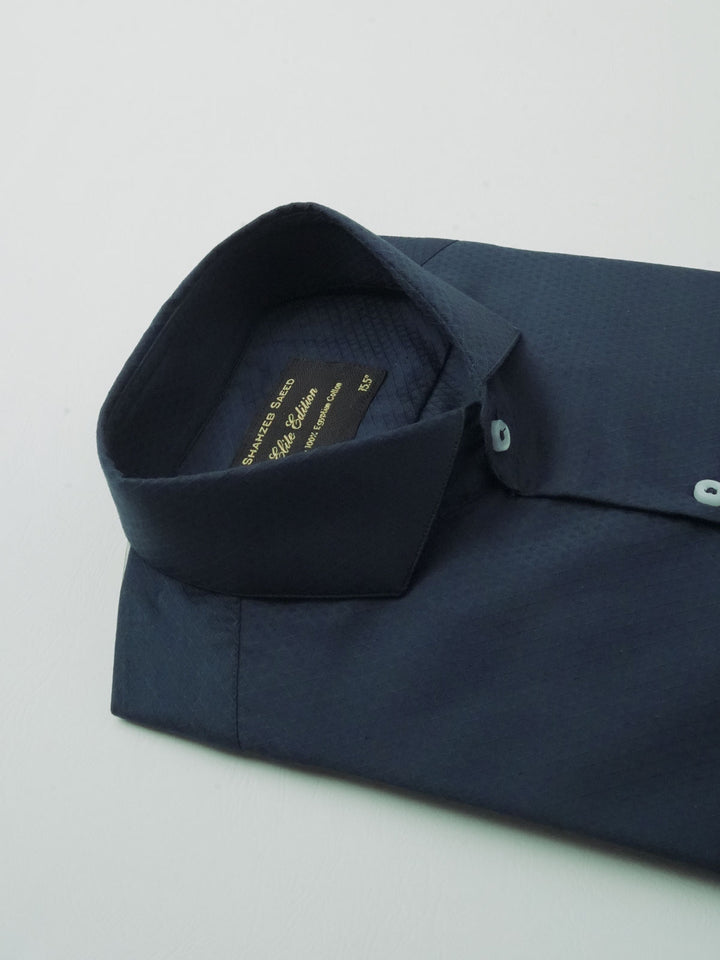 Navy Blue Self, Elite Edition, Cutaway Collar Men’s Formal Shirt (FS-135)