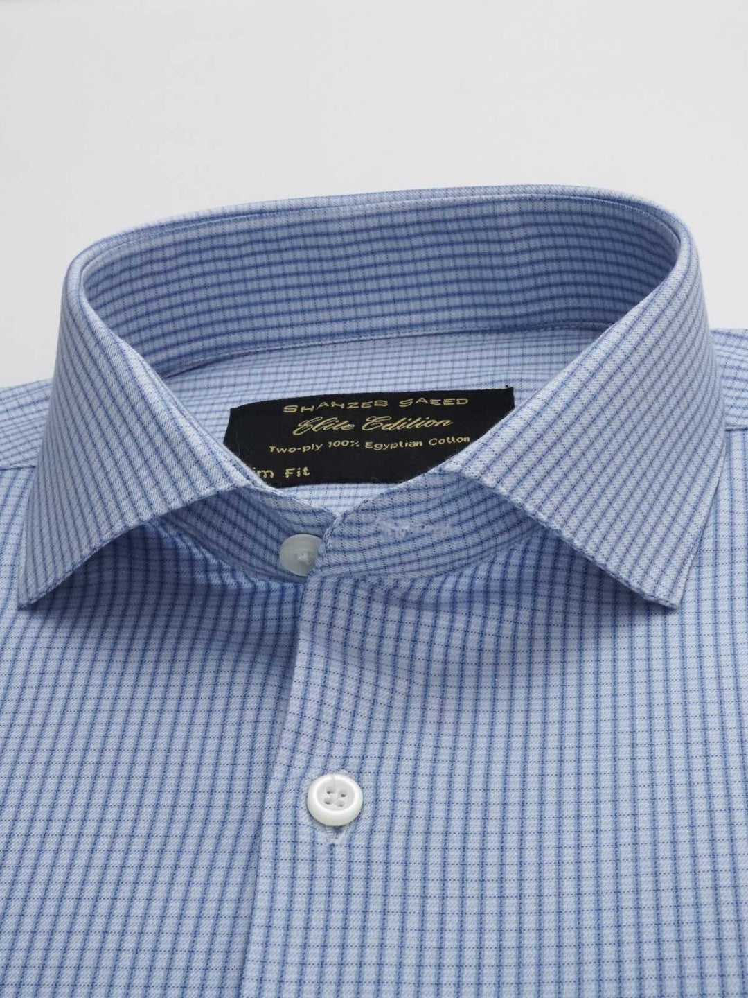 Blue Self Checkered, Elite Edition, Cutaway Collar Men’s Formal Shirt (FS-140)