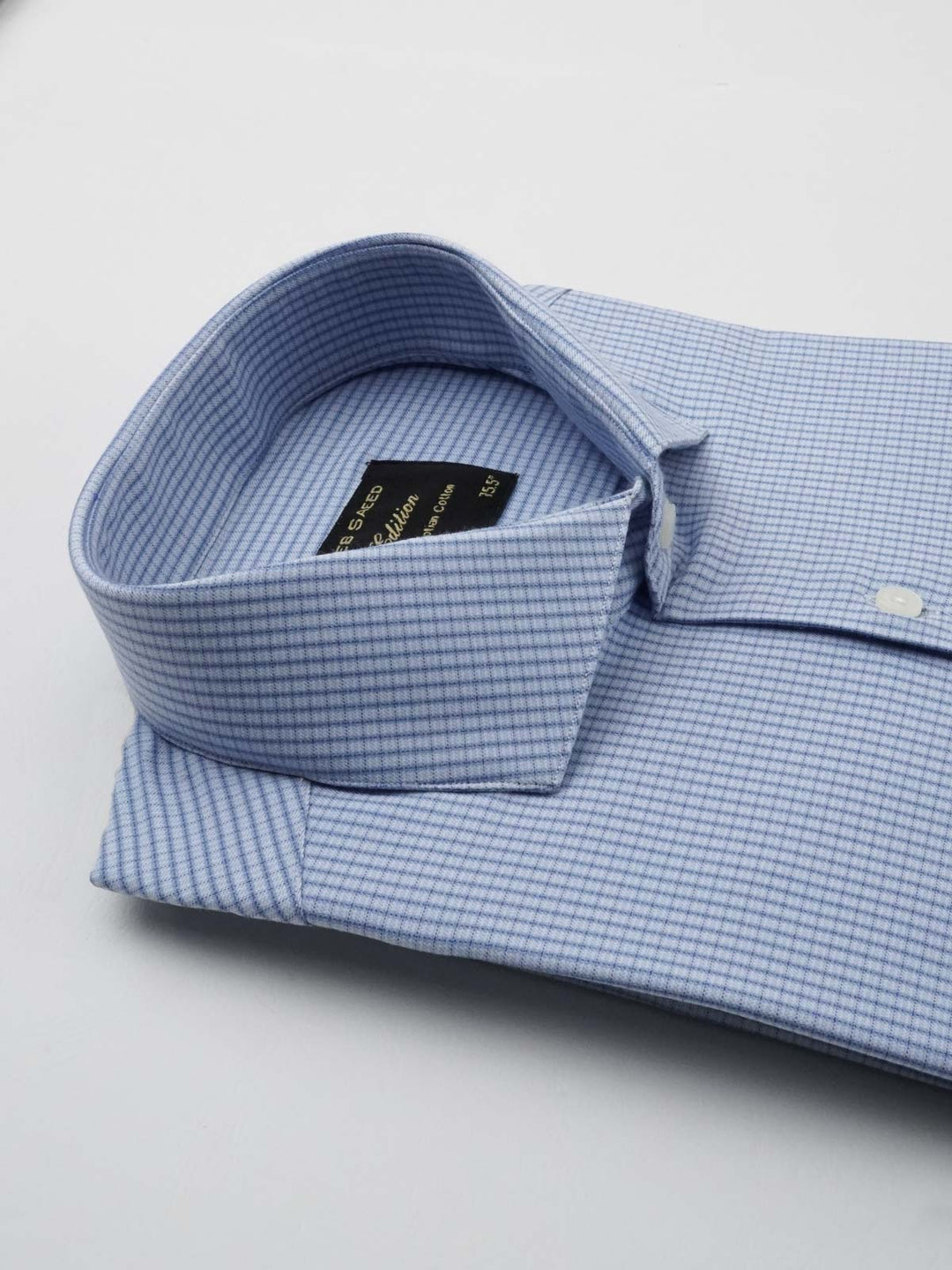 Blue Self Checkered, Elite Edition, Cutaway Collar Men’s Formal Shirt (FS-140)