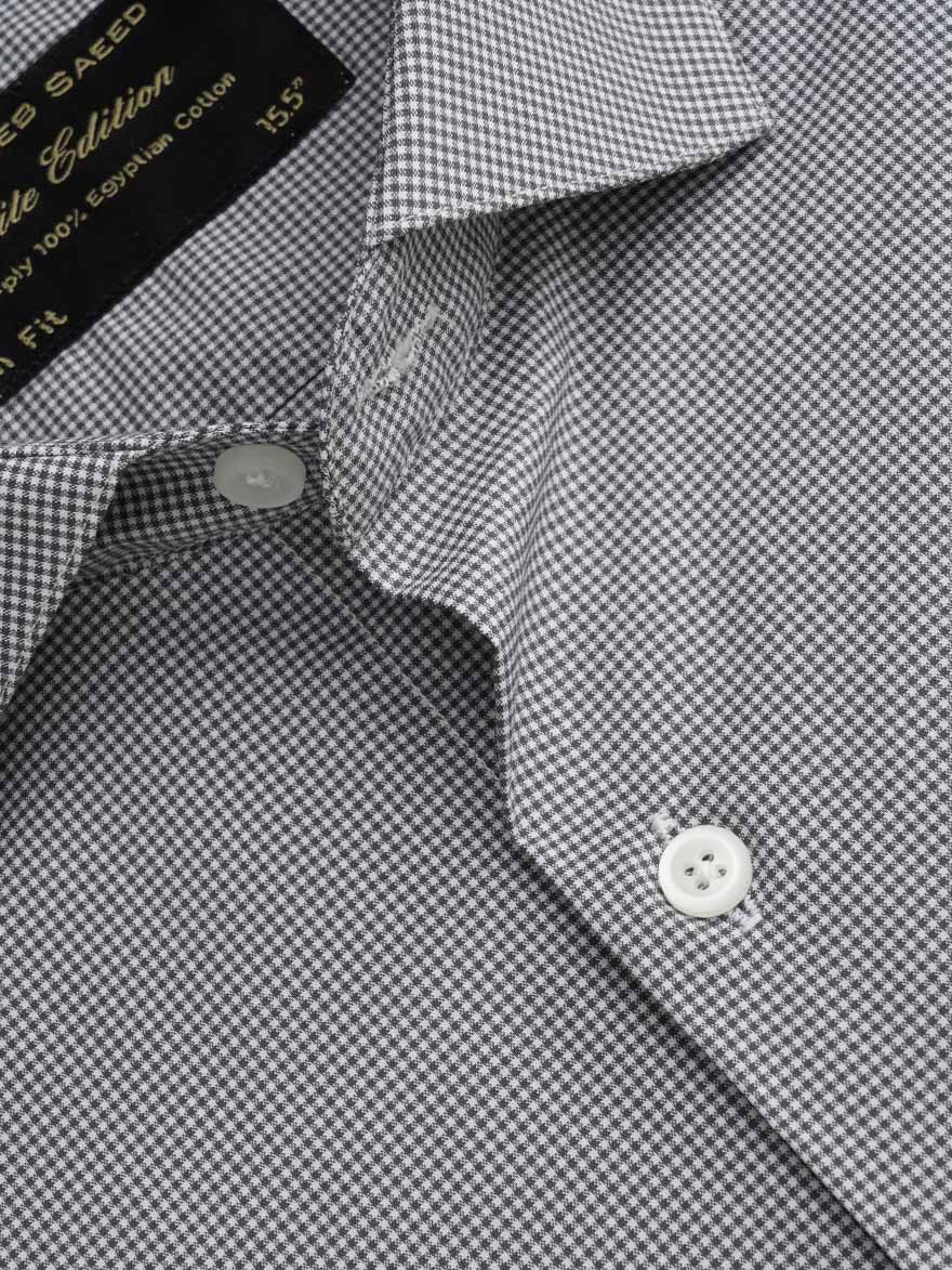 Dark Grey Micro Checkered, Elite Edition, Cutaway Collar Men’s Formal Shirt (FS-142)