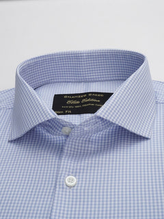 Light Blue Micro Checkered, Elite Edition, Cutaway Collar Men’s Formal Shirt (FS-146)