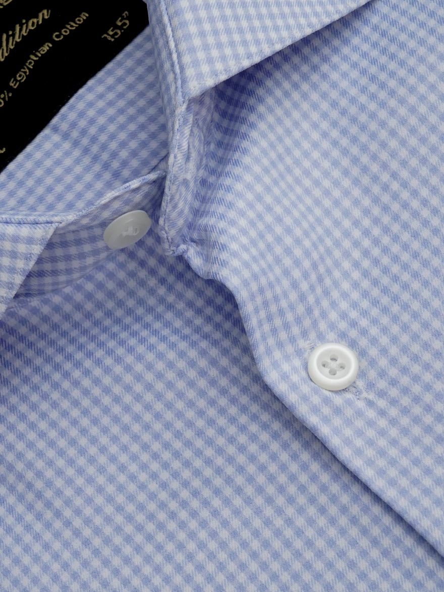 Light Blue Micro Checkered, Elite Edition, Cutaway Collar Men’s Formal Shirt (FS-146)