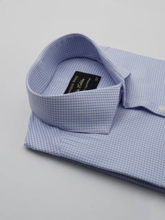 Light Blue Micro Checkered, Elite Edition, Cutaway Collar Men’s Formal Shirt (FS-146)