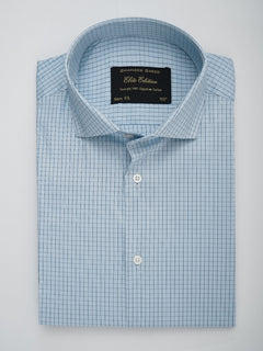 Light Blue Checkered, Elite Edition, Cutaway Collar Men’s Formal Shirt (FS-147)