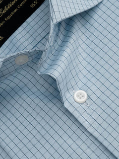 Light Blue Checkered, Elite Edition, Cutaway Collar Men’s Formal Shirt (FS-147)