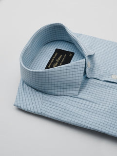 Light Blue Checkered, Elite Edition, Cutaway Collar Men’s Formal Shirt (FS-147)