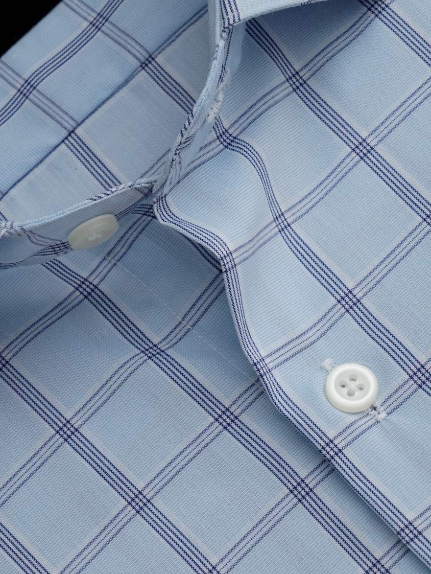 Light Blue Checkered, Elite Edition, Cutaway Collar Men’s Formal Shirt (FS-148)