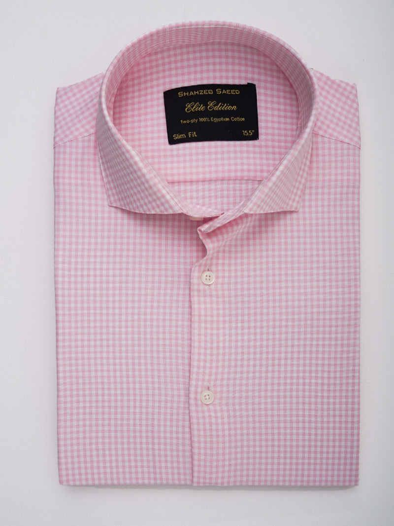 Light Pink Checkered, Elite Edition, Cutaway Collar Men’s Formal Shirt (FS-149)