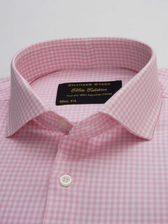 Light Pink Checkered, Elite Edition, Cutaway Collar Men’s Formal Shirt (FS-149)