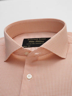 Peach Micro Checkered, Elite Edition, Cutaway Collar Men’s Formal Shirt (FS-154)