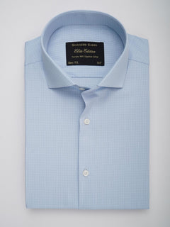 Light Blue Self Checkered, Elite Edition, Cutaway Collar Men’s Formal Shirt (FS-155)