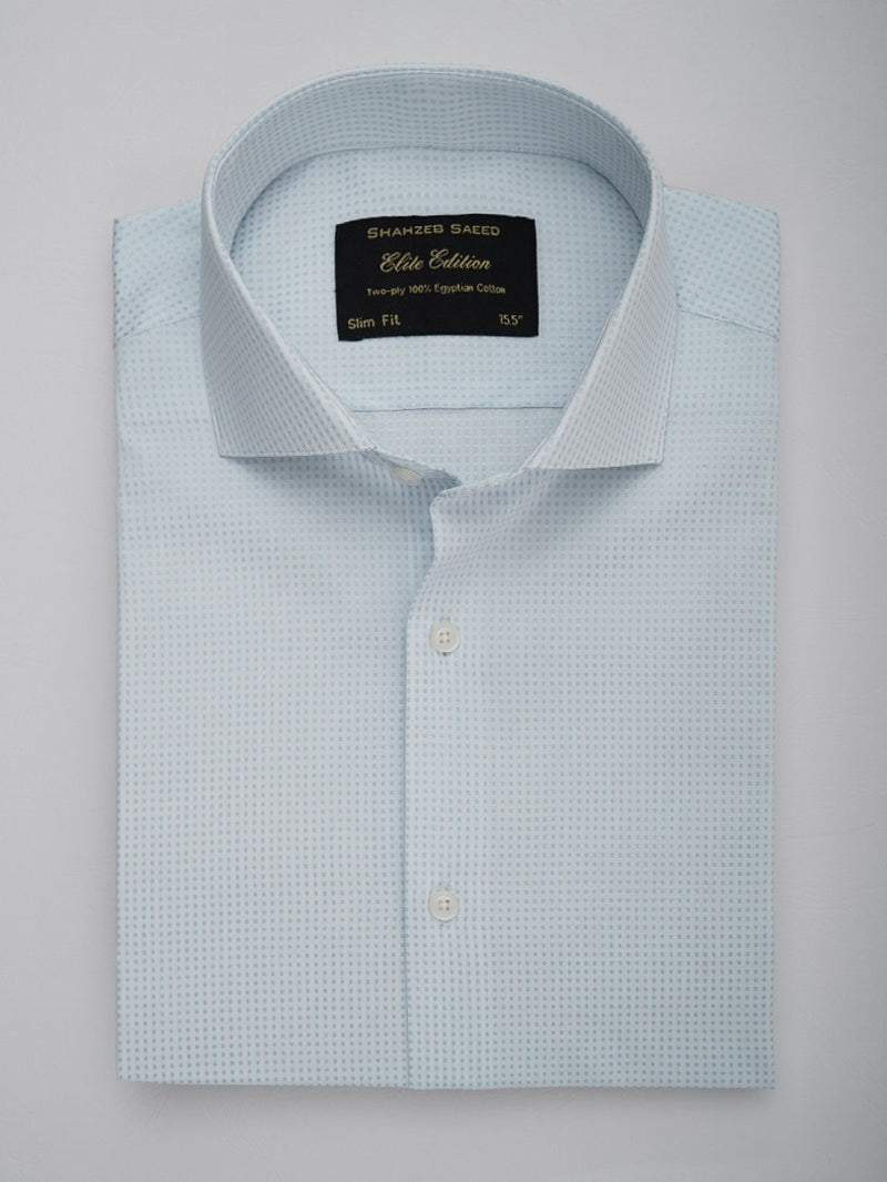 Light Blue & White Self, Elite Edition, Cutaway Collar Men’s Formal Shirt (FS-161)