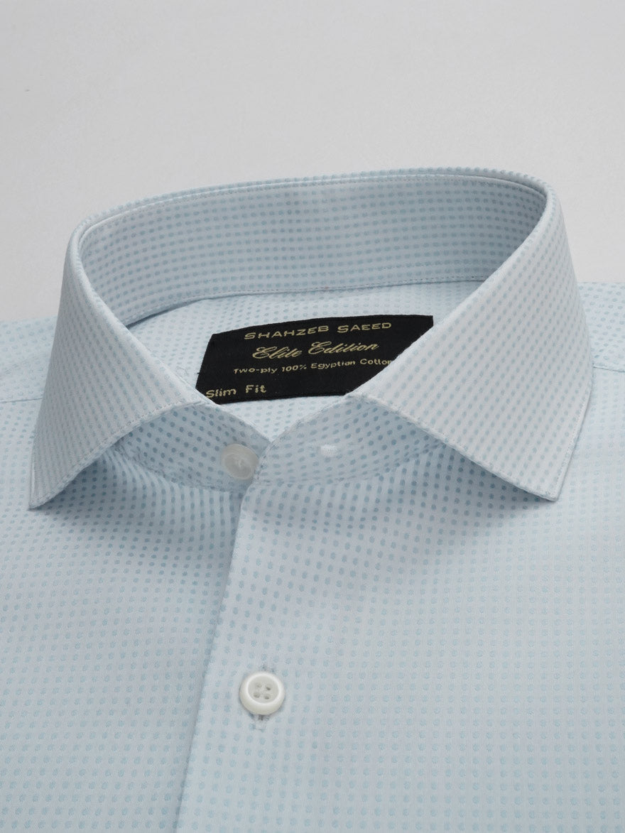 Light Blue & White Self, Elite Edition, Cutaway Collar Men’s Formal Shirt (FS-161)