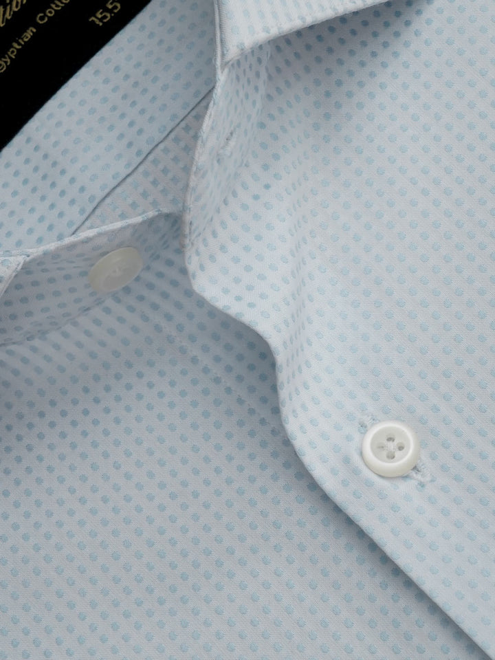 Light Blue & White Self, Elite Edition, Cutaway Collar Men’s Formal Shirt (FS-161)