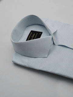 Light Blue & White Self, Elite Edition, Cutaway Collar Men’s Formal Shirt (FS-161)