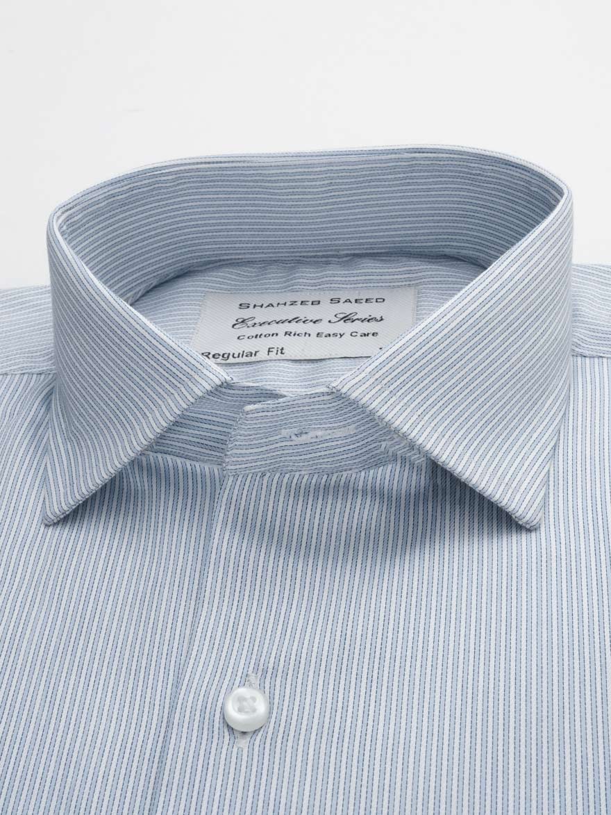 Blue Self Striped, Executive Series, French Collar Men’s Formal Shirt (FS-172)