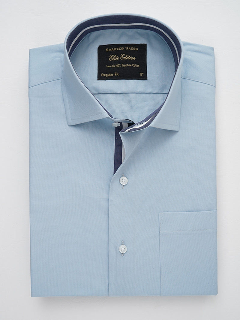 Light Blue Plain, Elite Edition, French Collar Men’s Designer Formal Shirt (FS-176)